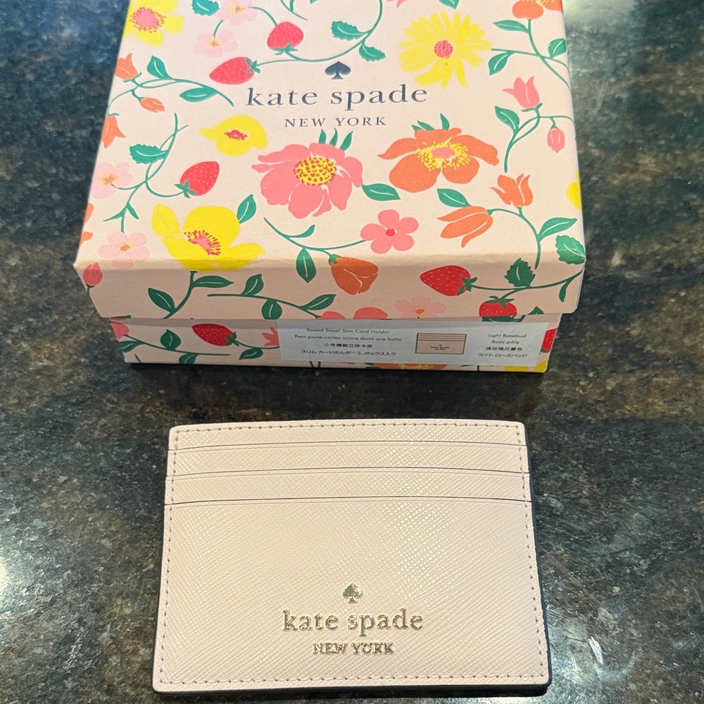 Kate Spade Pink Card Holder with Floral Box